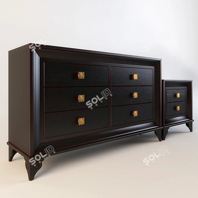 Elegant Galiano Bedroom Set 3D model image 2