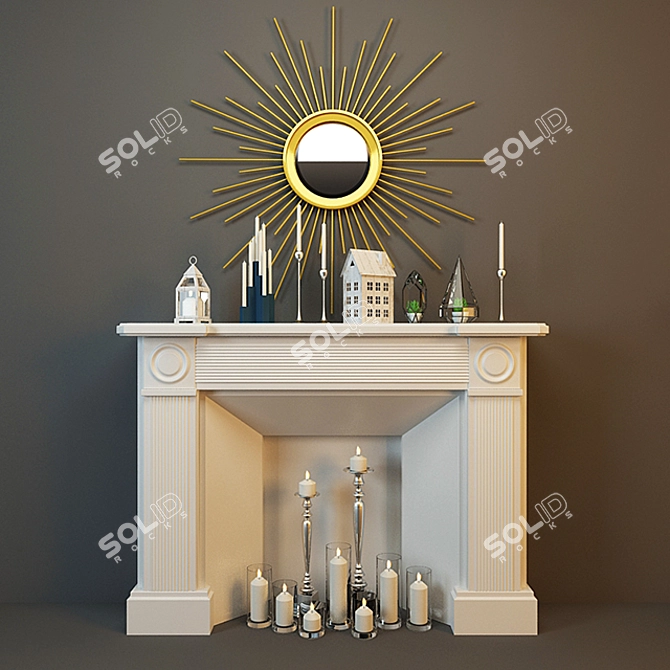 Elegant Fire Display: Decorative Fireplace 3D model image 1