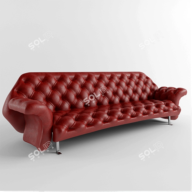 Luxury Leather Sofa 3D model image 1