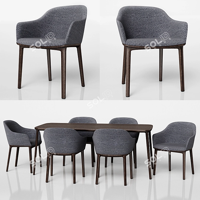 Elegant Softshell Four-Leg Chair 3D model image 1