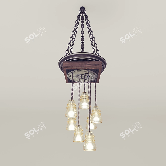 Industrial Loft Chandelier 3D model image 1