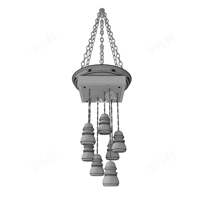 Industrial Loft Chandelier 3D model image 3