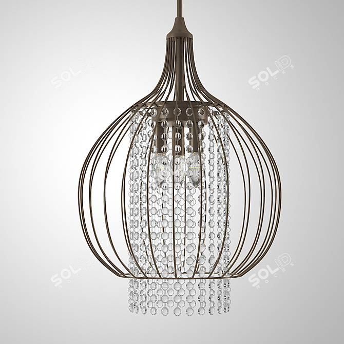 Elegant Bronze Crystal Chandelier 3D model image 1