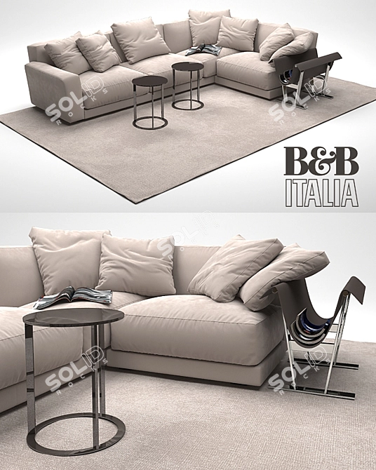 B&B Italia Luis Sofa: Elegant and Spacious 3D model image 2