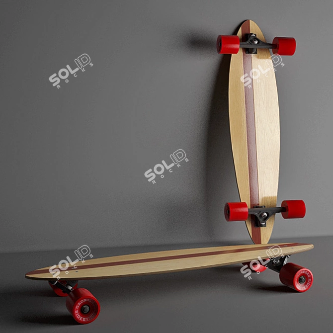 Sleek Pintail Longboard: 36" with textured finish 3D model image 1