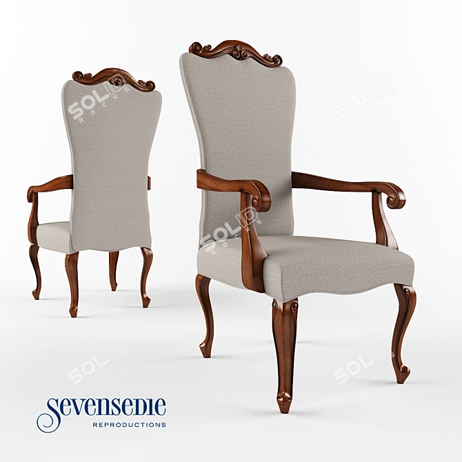 Grazia Chair: Stylish Armrests & Superior Comfort 3D model image 1