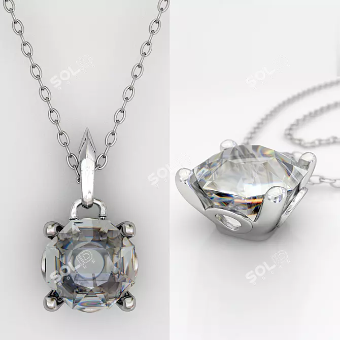 Shimmering Diamond Necklace 3D model image 2