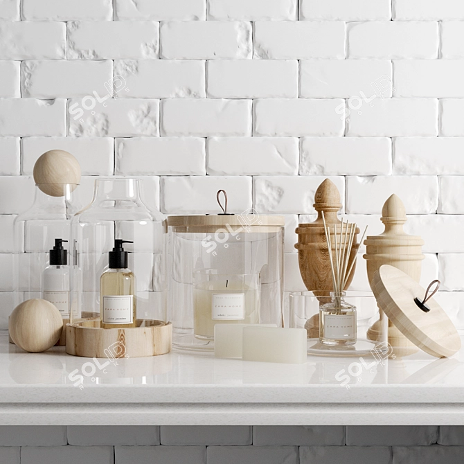 Zara Home White Jasmine Bathroom Set 3D model image 1