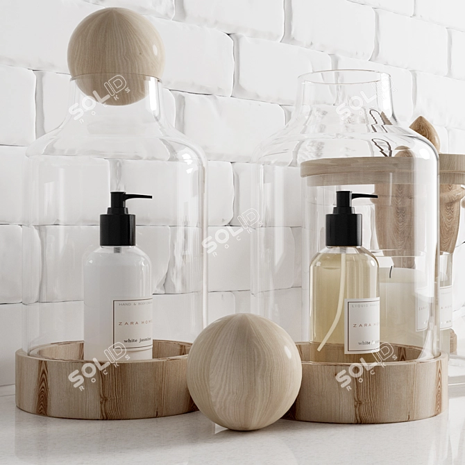 Zara Home White Jasmine Bathroom Set 3D model image 2