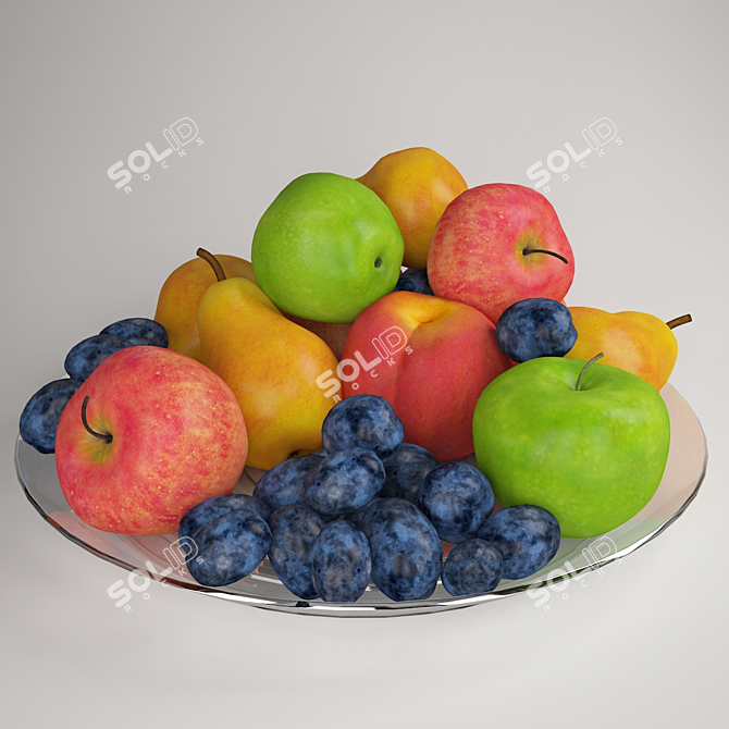 Fresh and Juicy Fruit Display 3D model image 1