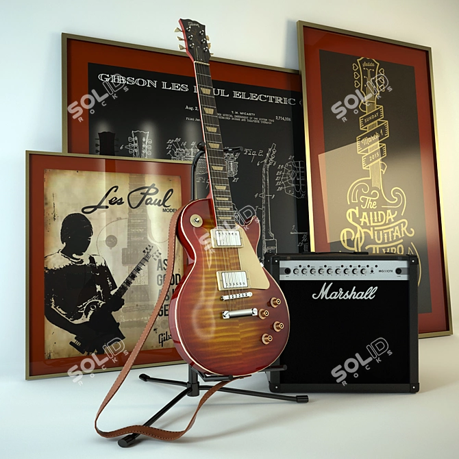 Gibson Les Paul + Marshall: Ultimate Guitar and Amplifier Bundle 3D model image 1