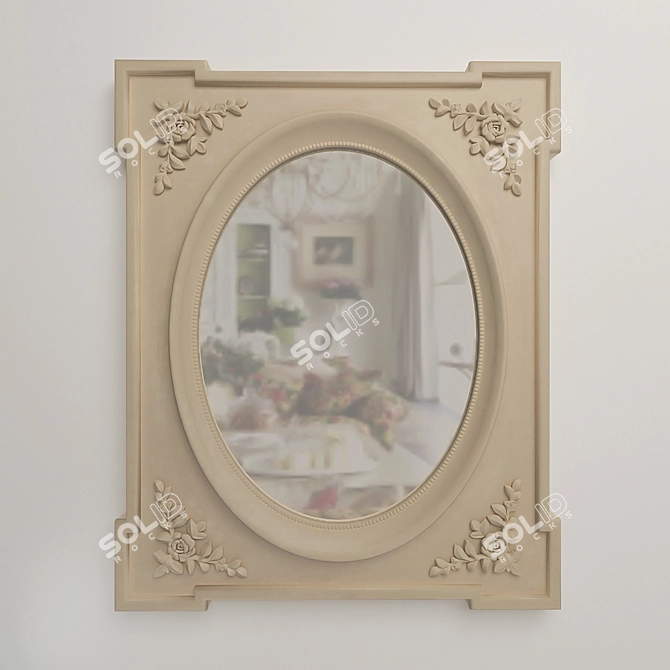 Provencal Oval Mirror, Beige, 65x80 cm 3D model image 1