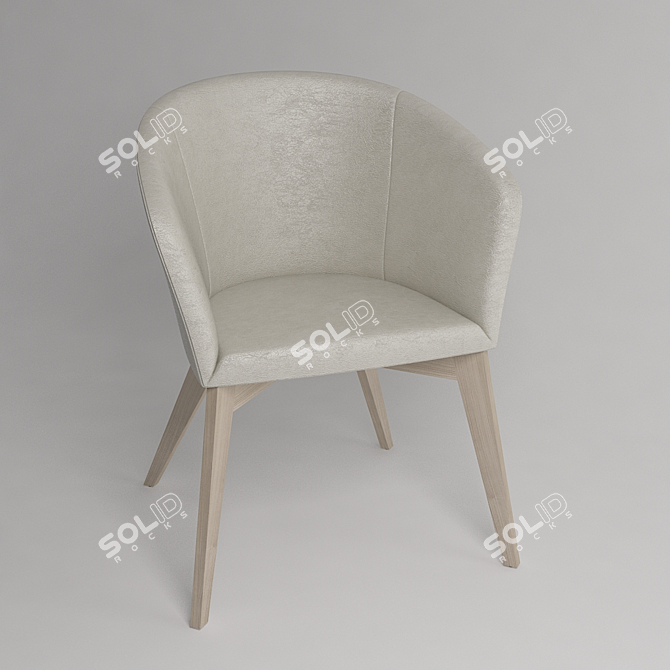 Luxury Leather and Wood Chair 3D model image 1