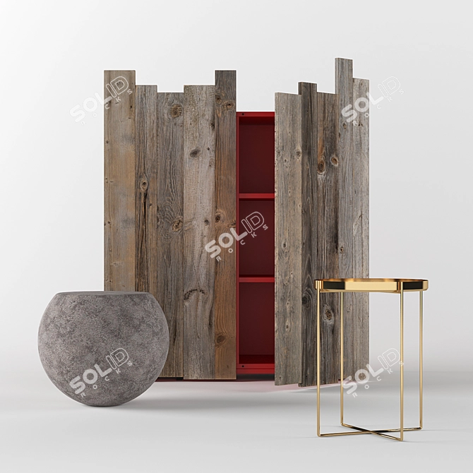 Rustic Wood Zio Tom Chest 3D model image 1