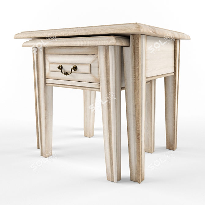 Space-saving Oak Nesting Tables 3D model image 1