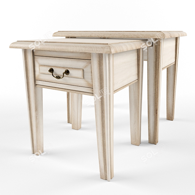 Space-saving Oak Nesting Tables 3D model image 2