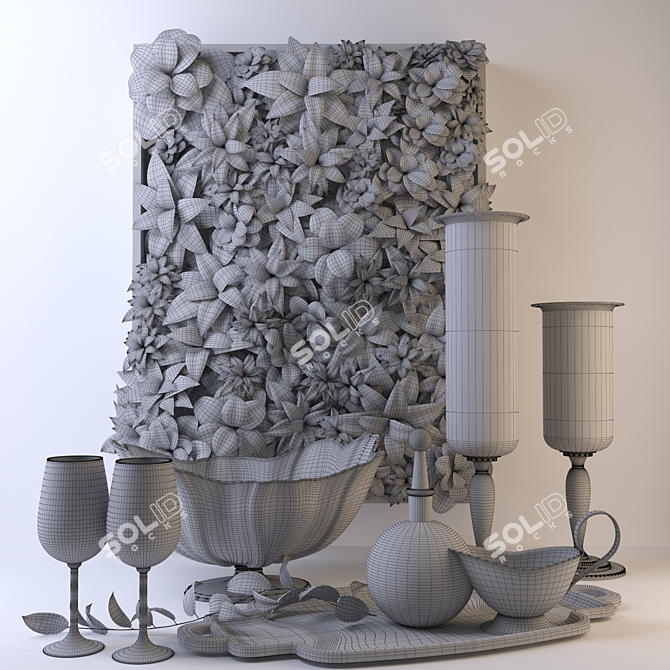 Sleek Greenery & Silver Elegance Set 3D model image 2