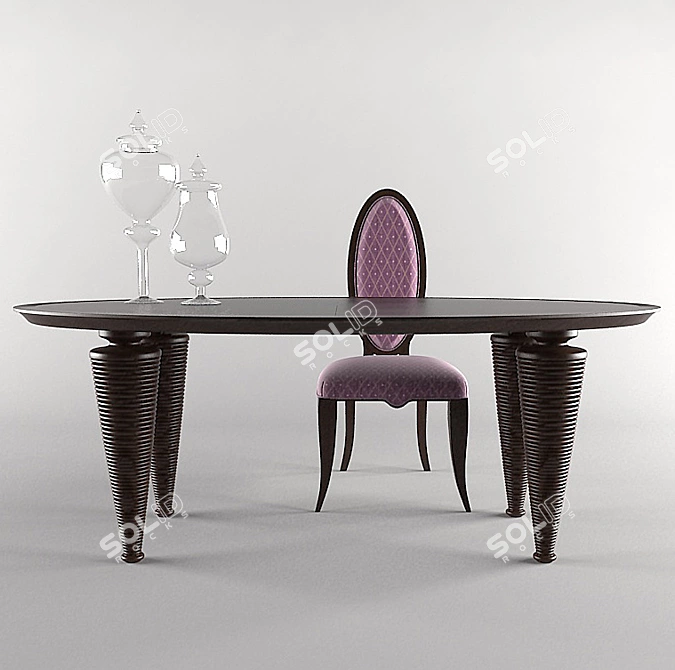 Opera Collection: Fidelia Table & Pierre Chair 3D model image 1