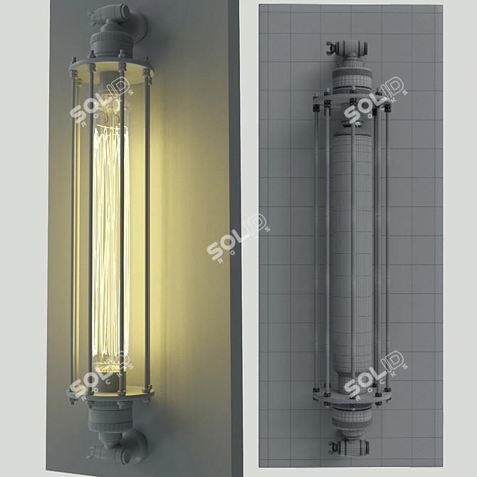 Steampunk Industrial Lamp 3D model image 2