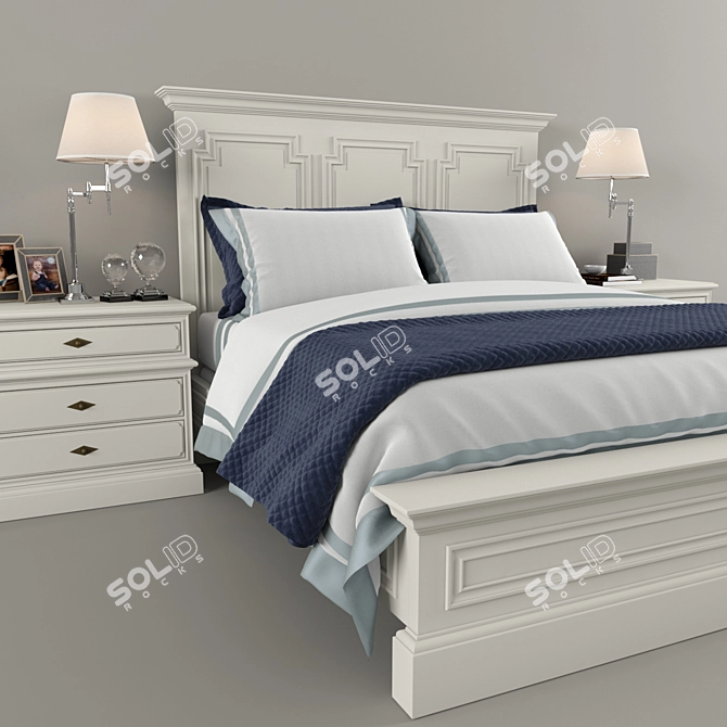 Montpellier Panel Bed: Timeless Elegance with Restoration Hardware 3D model image 2