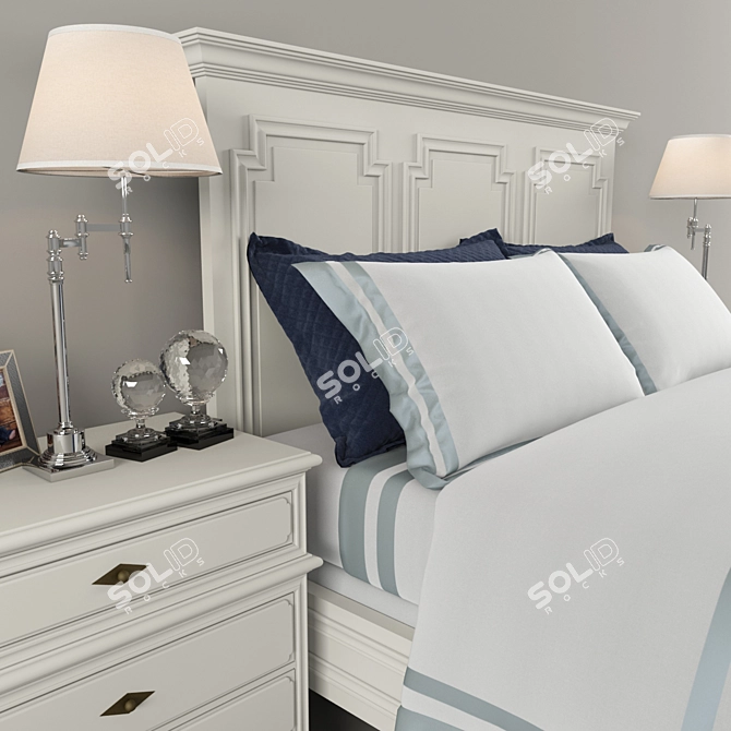 Montpellier Panel Bed: Timeless Elegance with Restoration Hardware 3D model image 3