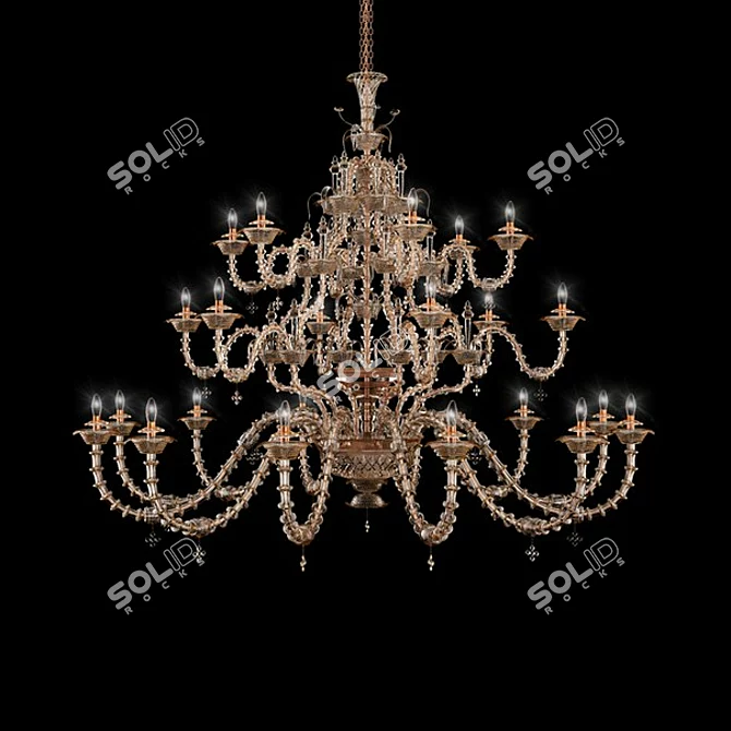 Elegant Glass Metal Chandelier 3D model image 1