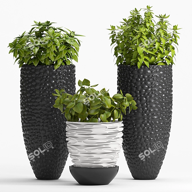 Modern Minimalist Planter Set 3D model image 1