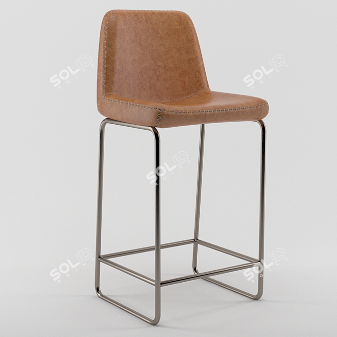 Sleek Leather Bar Stool 3D model image 1