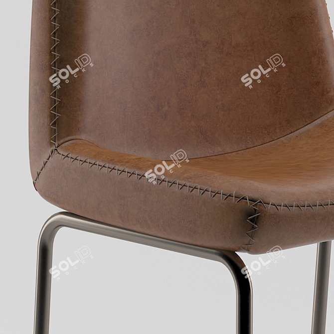 Sleek Leather Bar Stool 3D model image 2