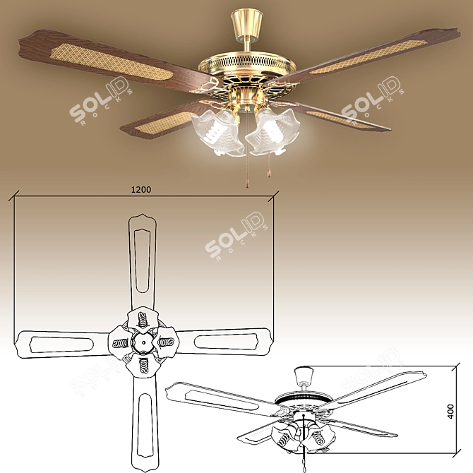 Imperia Energy-Saving Fan Chandelier 3D model image 2