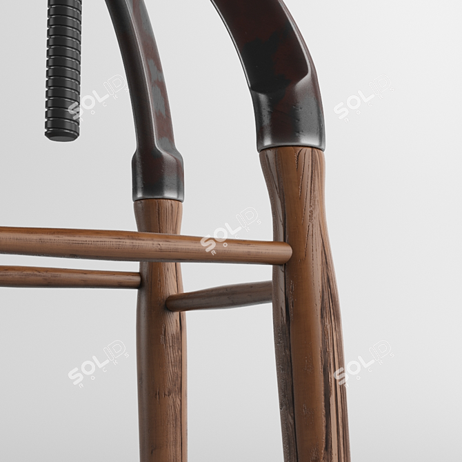 Vintage Industrial Adjustable Drafting Stool 3D model image 2