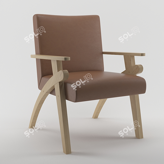 Elegant Leather Reception Chair 3D model image 1