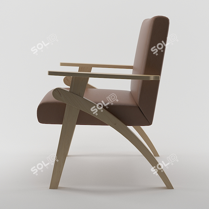 Elegant Leather Reception Chair 3D model image 2