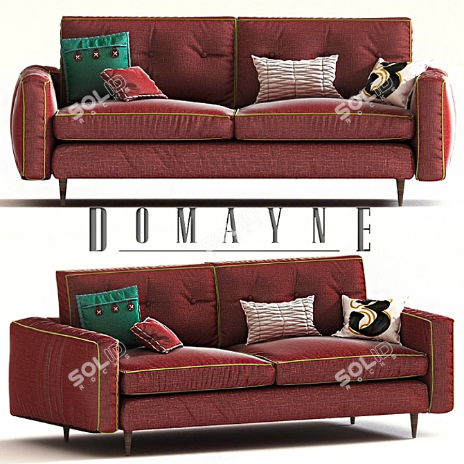 Bianca Red Fabric Sofa - Customizable 3D model image 1