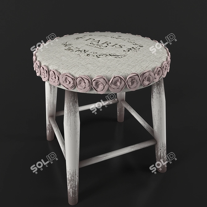 Vintage Handmade Stool 3D model image 1