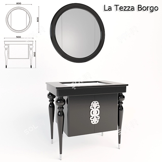 Italian Bathroom Furniture with Marble Top 3D model image 1