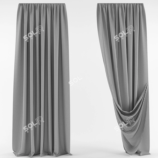 Dual-Sided Curtain with Tieback 3D model image 2