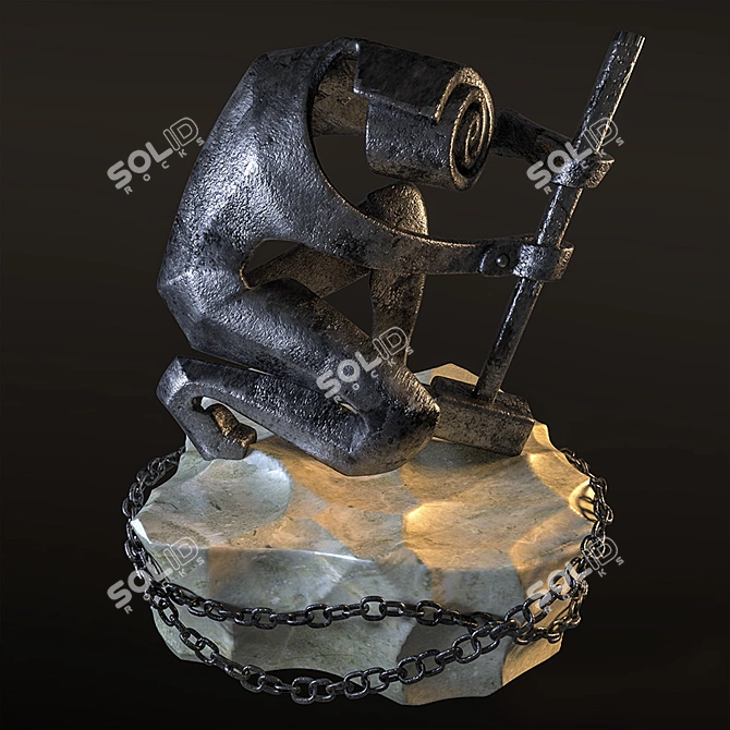 Handcrafted Metal Statuette 3D model image 1