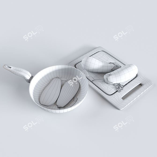 Elegant Eggplant Kitchen Decor 3D model image 2