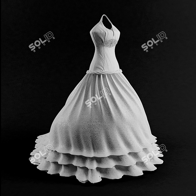 Ethereal Elegance: White Wedding Gown 3D model image 1