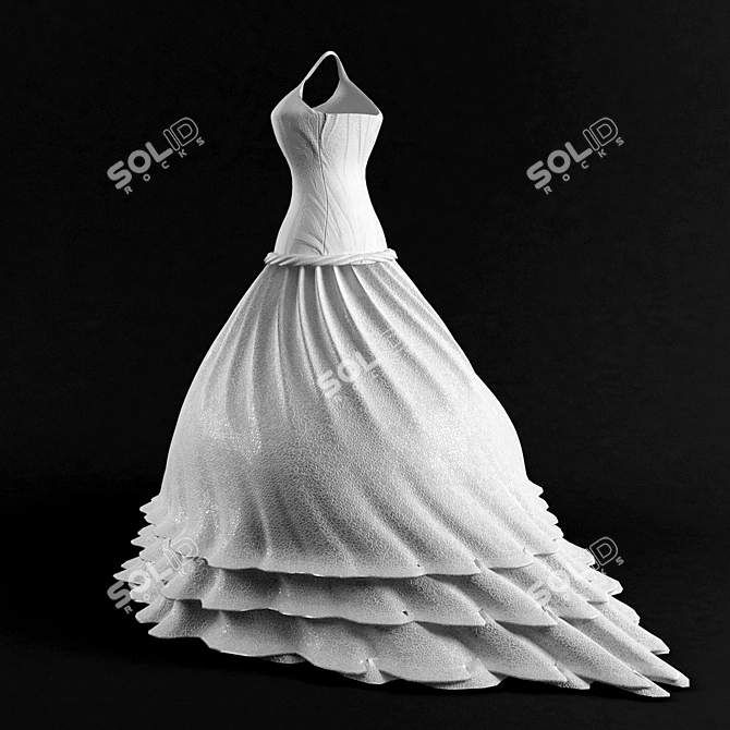 Ethereal Elegance: White Wedding Gown 3D model image 2