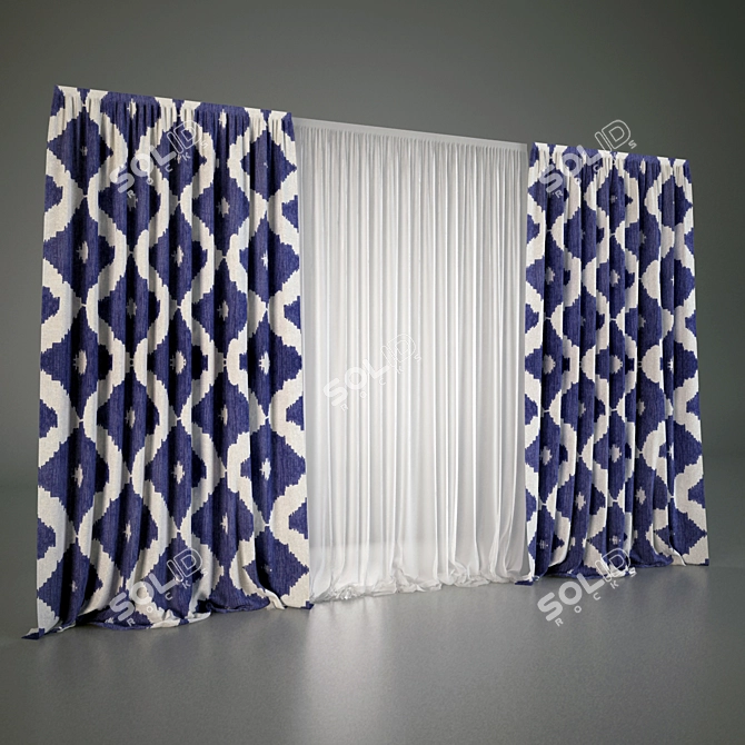 Ethnic Pattern Curtain 3D model image 1