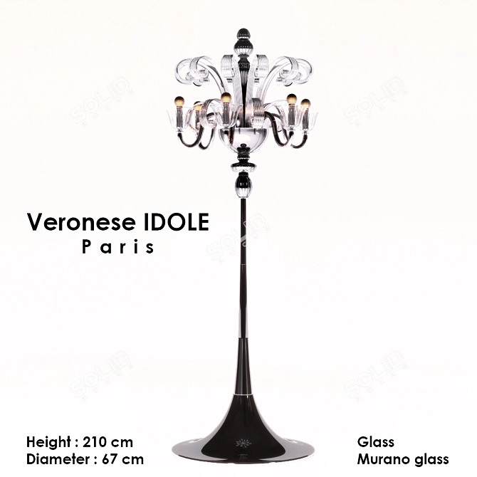 Veronese IDOLE: Crystal and Murano Glass Pendant Light 3D model image 1