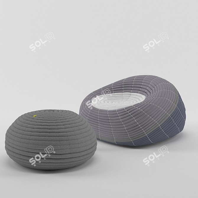 Ndebele Tribal Seat and Ottoman 3D model image 3