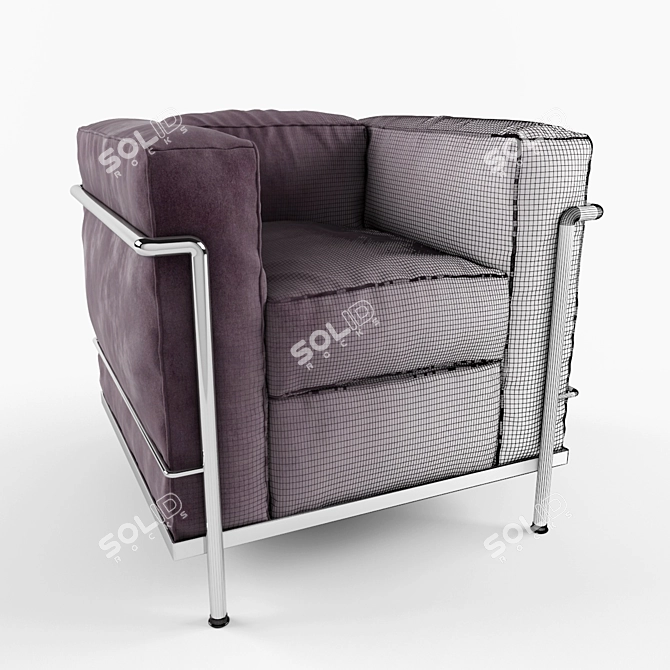 Contemporary Cassina LC2 Chair Set 3D model image 2