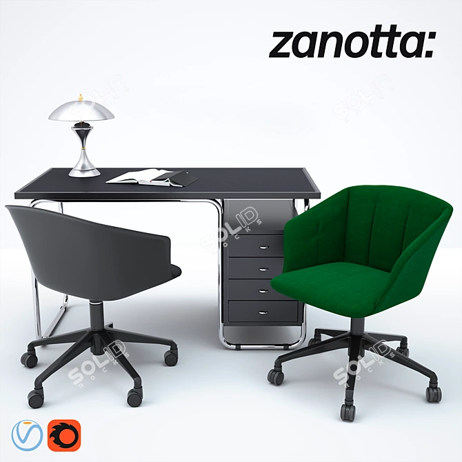 Zanotta Liza 2274 and Comacina Table Set 3D model image 1