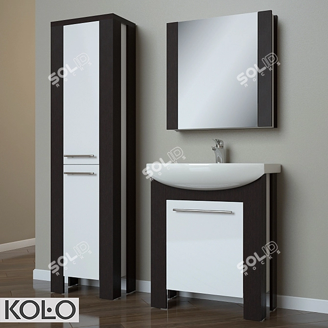 Modern High Gloss Bathroom Furniture Set 3D model image 1