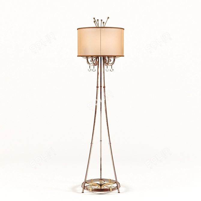 Elegant Eden: Handcrafted Metal Floor Lamp with Crystal Embellishments 3D model image 1