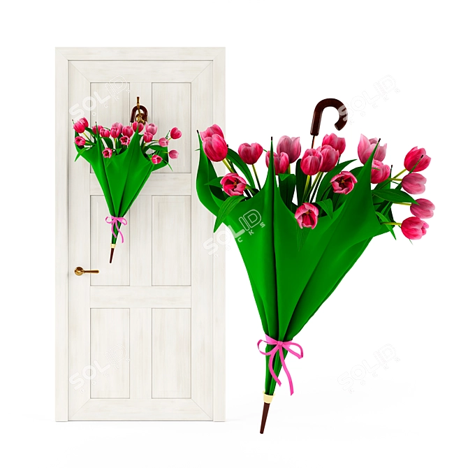 Blooming Beauty Floral Umbrella 3D model image 1