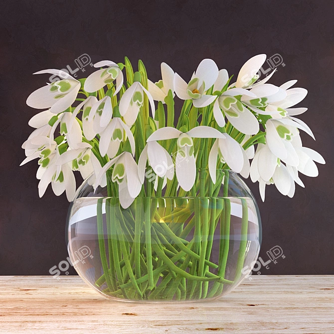 Winter Blooms in Vase 3D model image 1